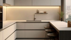 Keuken beige gewrapt